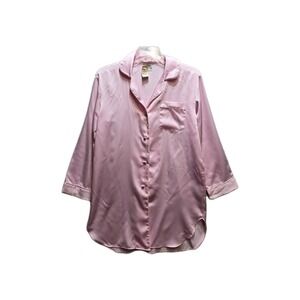 Vintage Women's Night Gown Shirt Pink M Kathryn Button Up New